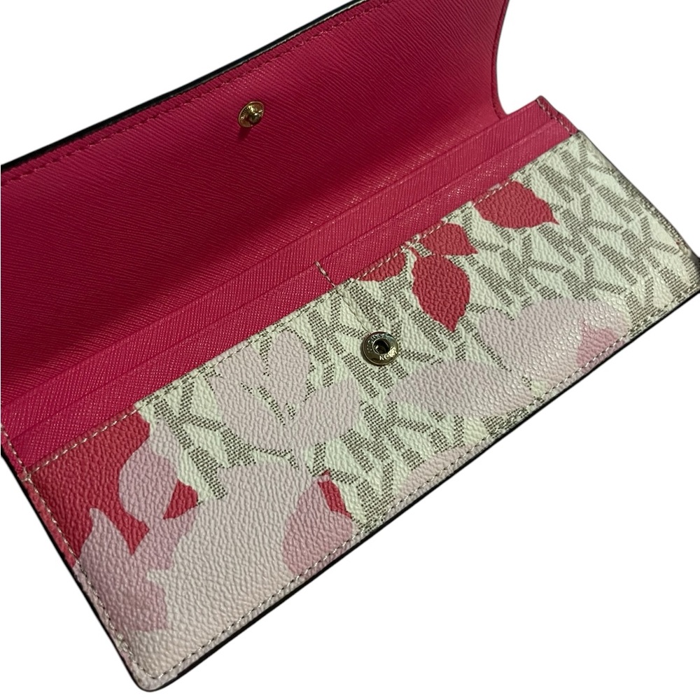 Michael Kors Pink and Green Geometric Floral Wallet